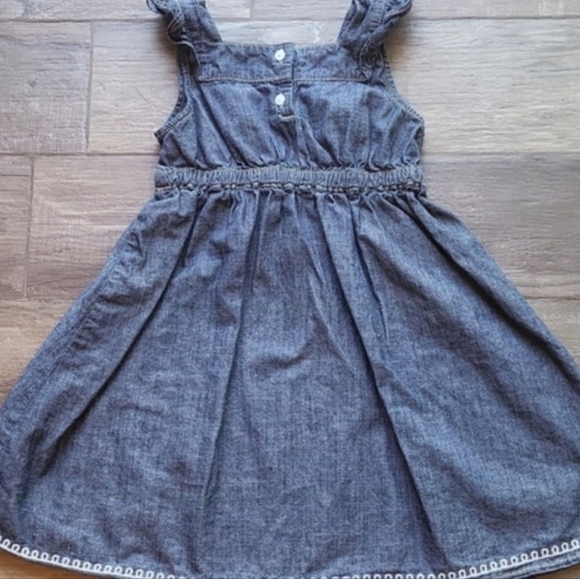 Gymboree Dark Blue & White Floral Sleeveless Chambray Denim Dress, Size 6 - Picture 6 of 6